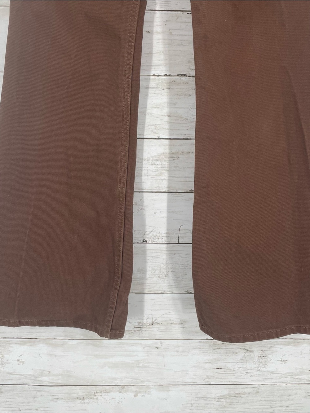 Levi's Premium 70s High Flare Jeans Rich Brown High Rise Size 24 Accent Pockets - Picture 6 of 10